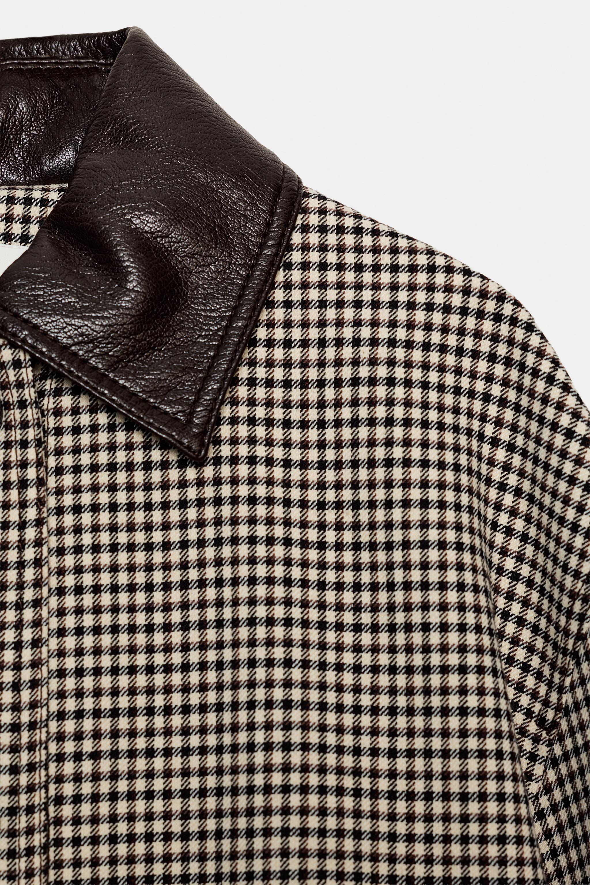 VESTE PIED-DE-POULE FINITIONS MATIÈRE SYNTHÉTIQUE